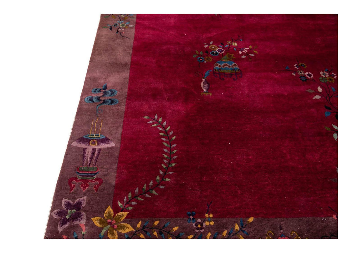 Antique Chinese Art Deco Wool Rug 9 X 11