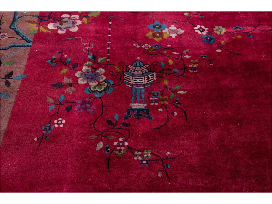 Antique Chinese Art Deco Wool Rug 9 X 11