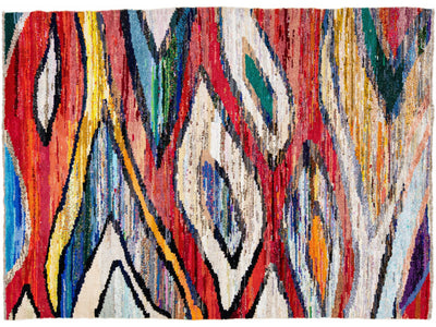 Multicolor Modern Turkish Handmade Wool Rug With Abstract Design