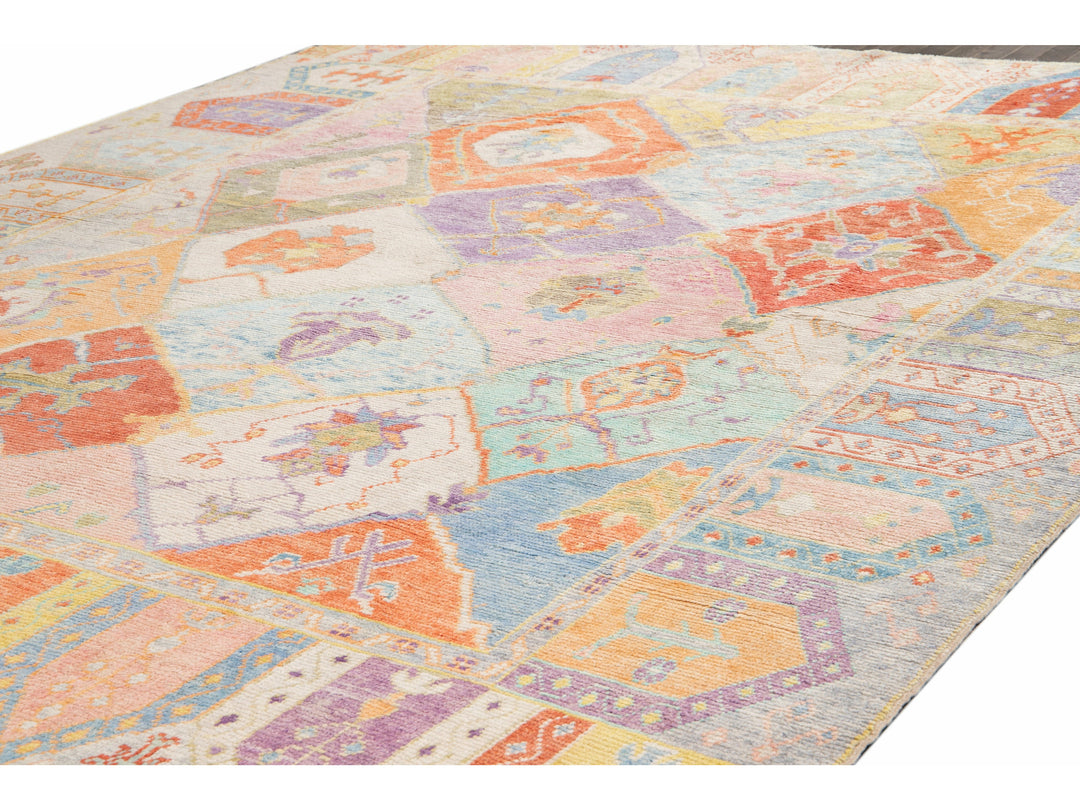 Modern Oushak Wool Rug 11 X 13