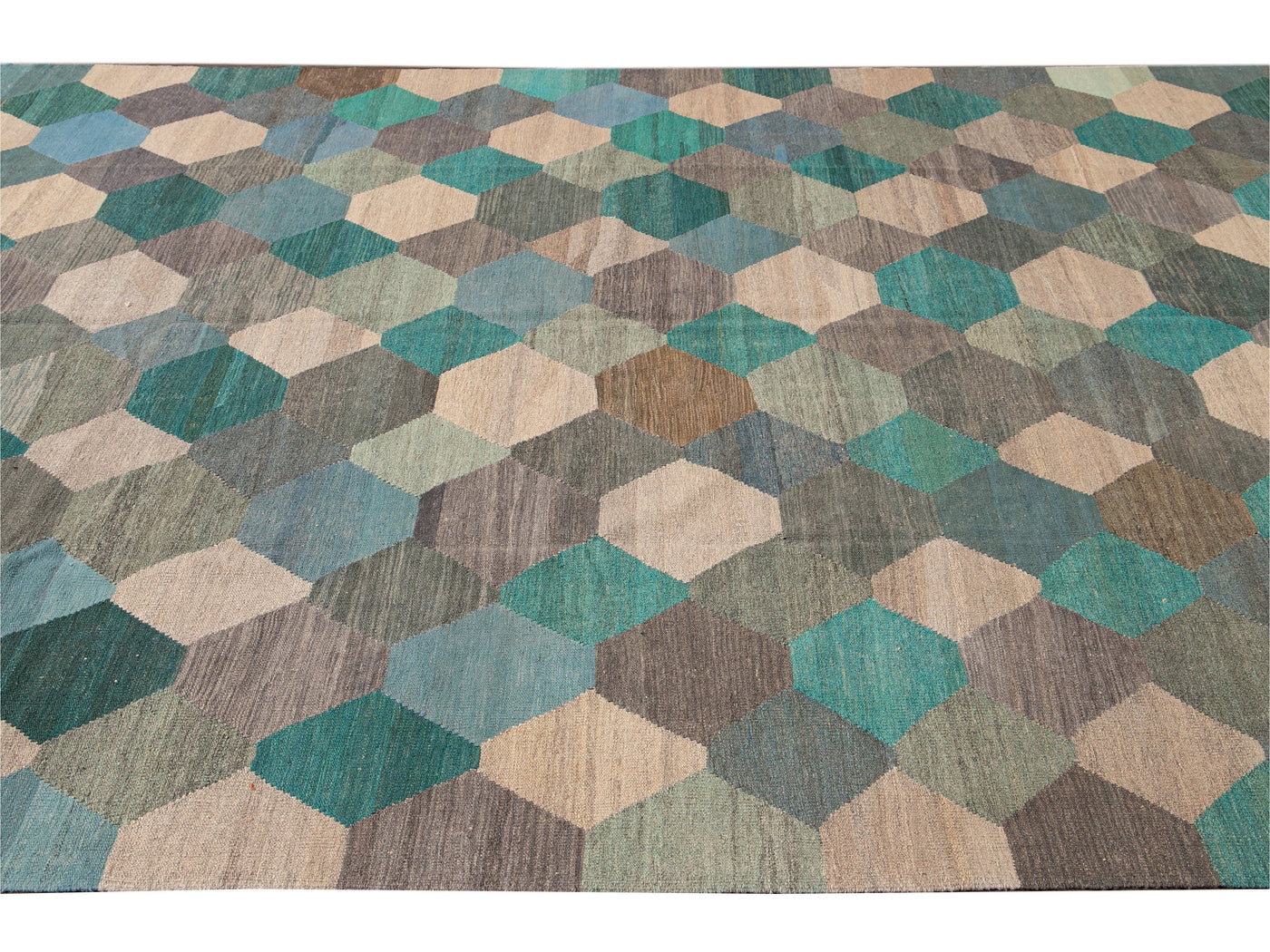 Contemporary Multicolor Kilim Flatweave Geometric Wool Rug