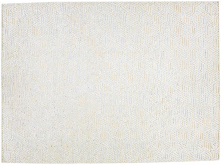 Modern Abstract Moroccan Style Handmade Ivory Wool Rug