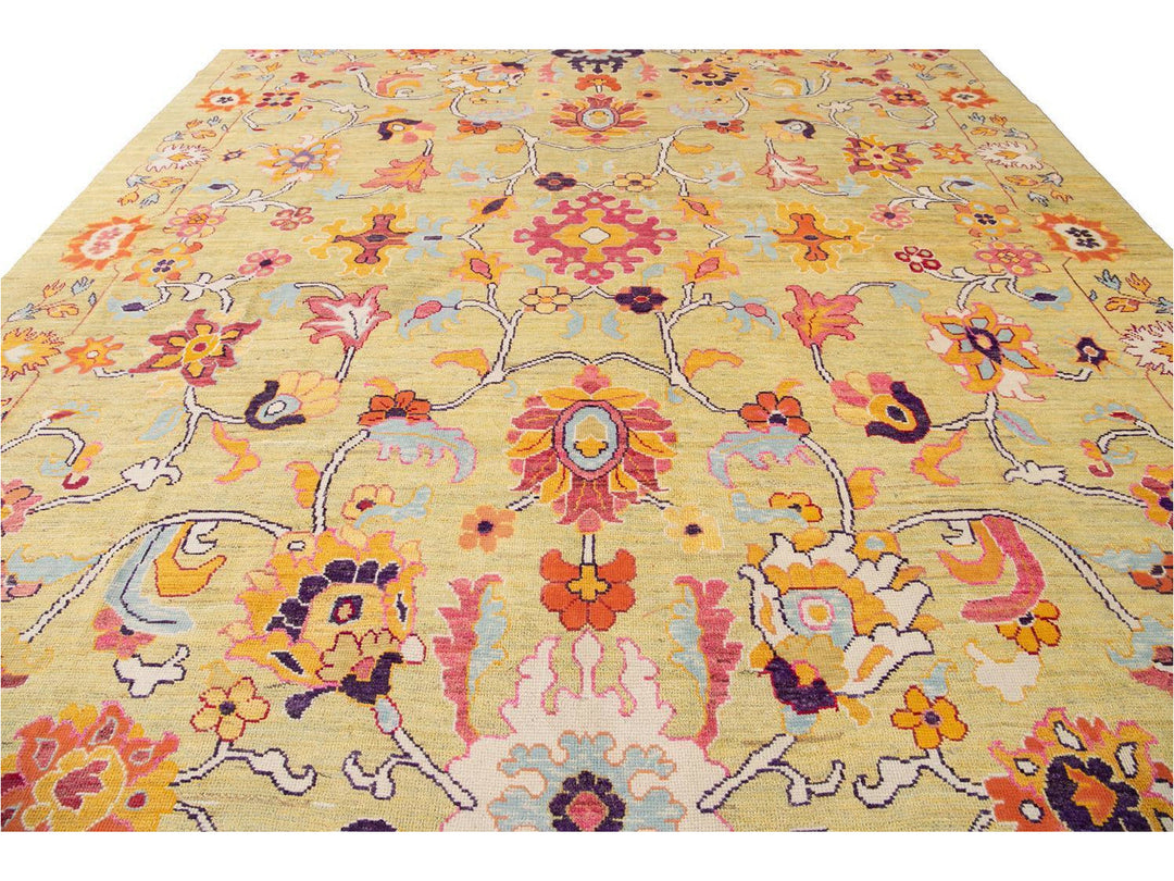 New Contemporary Oushak Colorful Wool Rug 12 X 16