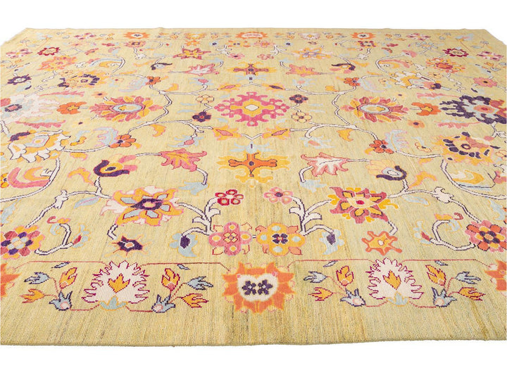 New Contemporary Oushak Colorful Wool Rug 12 X 16