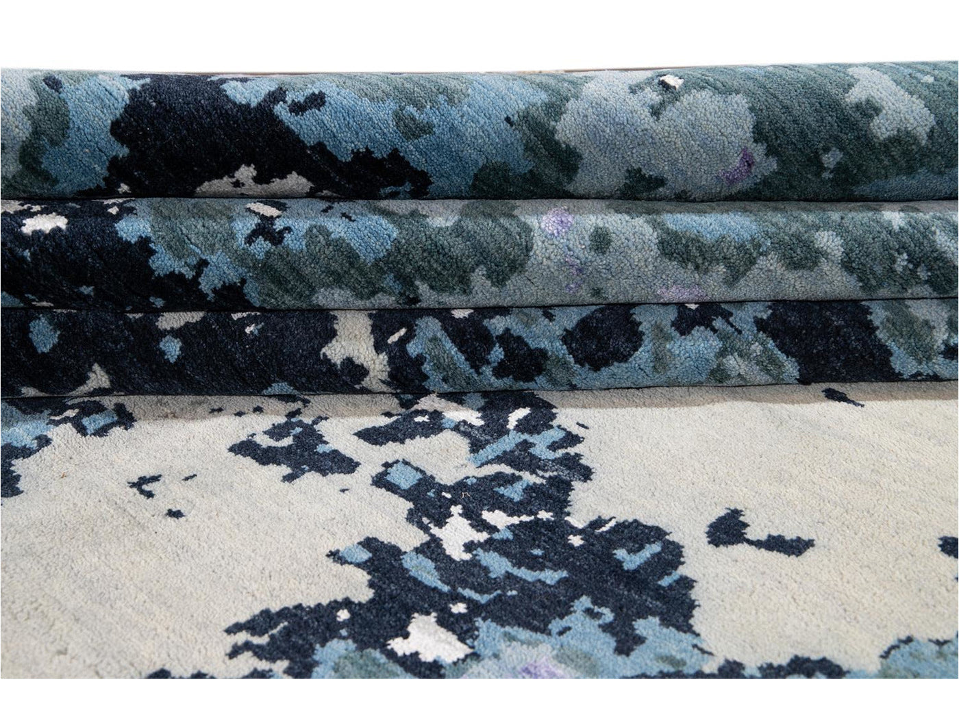 Modern Abstract Wool and Silk Rug 12 X 16