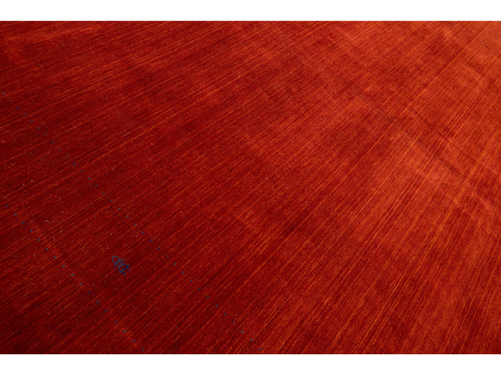 Modern Gabbeh Style Red Hand-Loom Minimalist Pattern Wool Rug