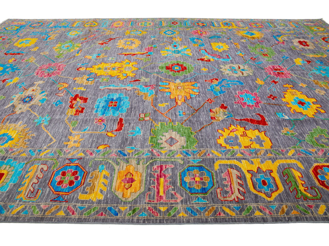 Modern Oushak Wool Rug 12 X 18