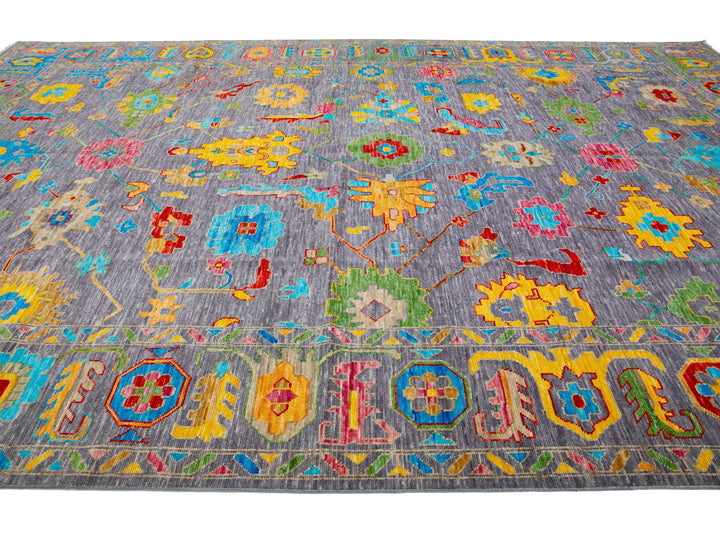 Modern Oushak Wool Rug 12 X 18