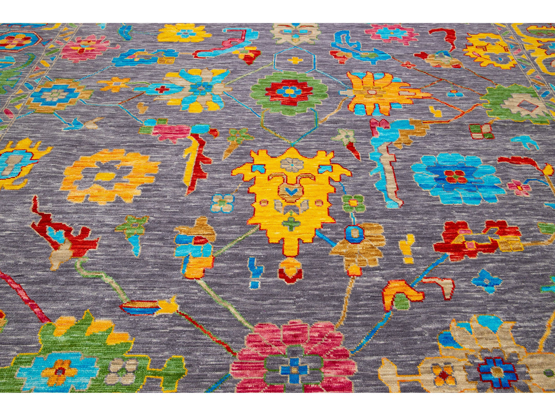 Modern Oushak Wool Rug 12 X 18