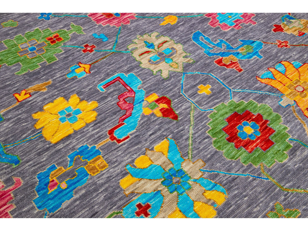 Modern Oushak Wool Rug 12 X 18