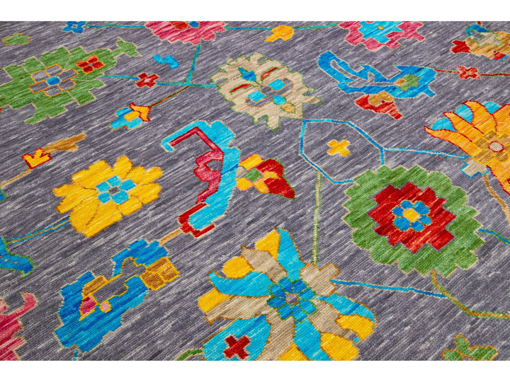 Modern Oushak Wool Rug 12 X 18