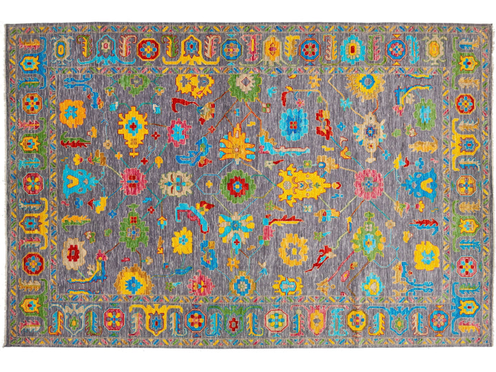Modern Oushak Wool Rug 12 X 18
