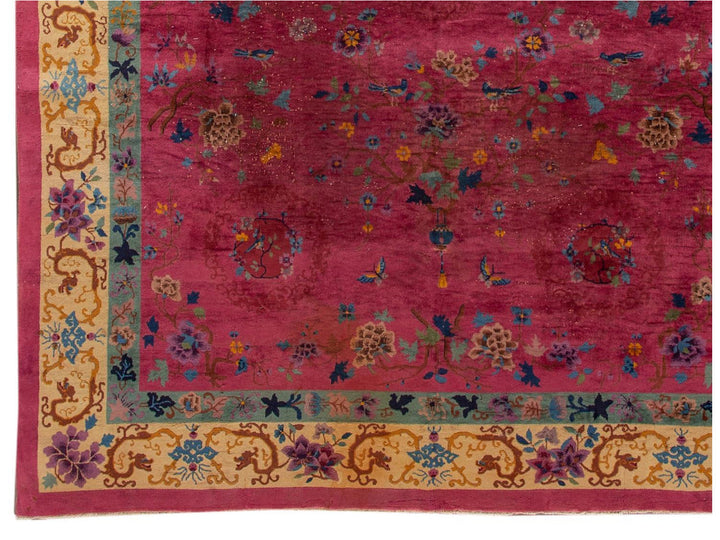 Antique Art Deco Chinese Wool Rug 9 X 12