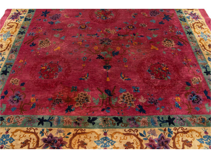Antique Art Deco Chinese Wool Rug 9 X 12