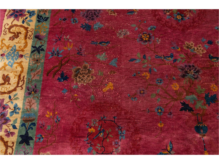 Antique Art Deco Chinese Wool Rug 9 X 12
