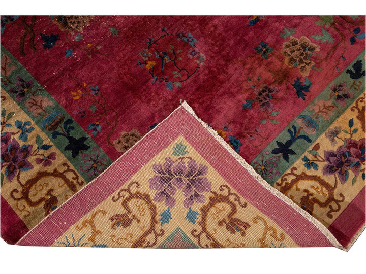 Antique Art Deco Chinese Wool Rug 9 X 12