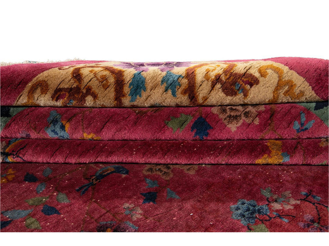 Antique Art Deco Chinese Wool Rug 9 X 12