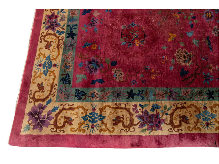 Antique Art Deco Chinese Wool Rug 9 X 12