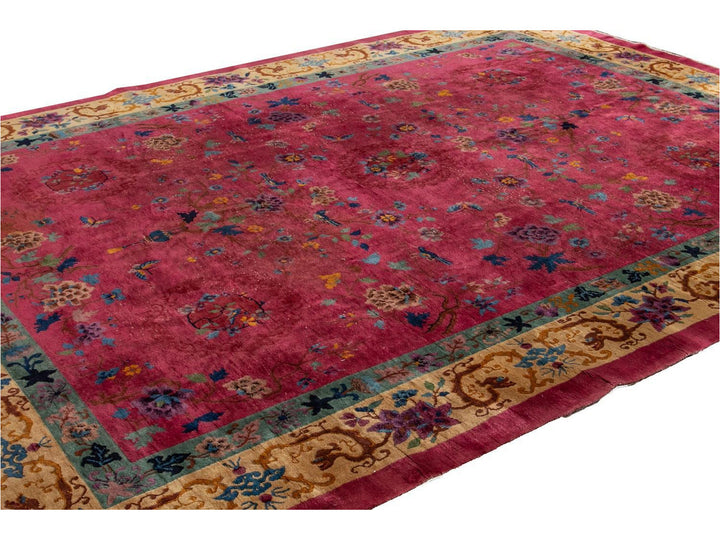 Antique Art Deco Chinese Wool Rug 9 X 12