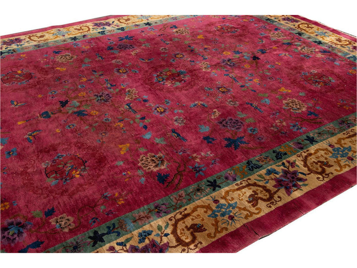Antique Art Deco Chinese Wool Rug 9 X 12