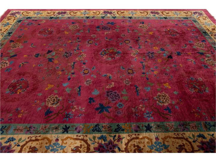 Antique Art Deco Chinese Wool Rug 9 X 12