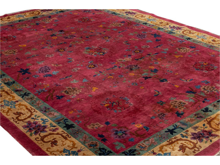 Antique Art Deco Chinese Wool Rug 9 X 12