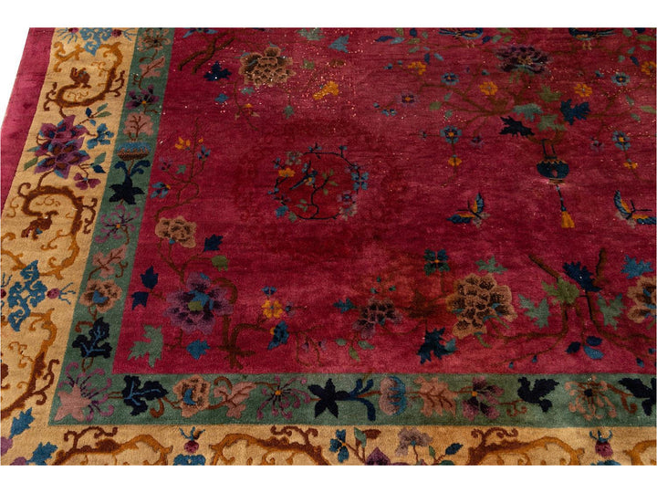 Antique Art Deco Chinese Wool Rug 9 X 12