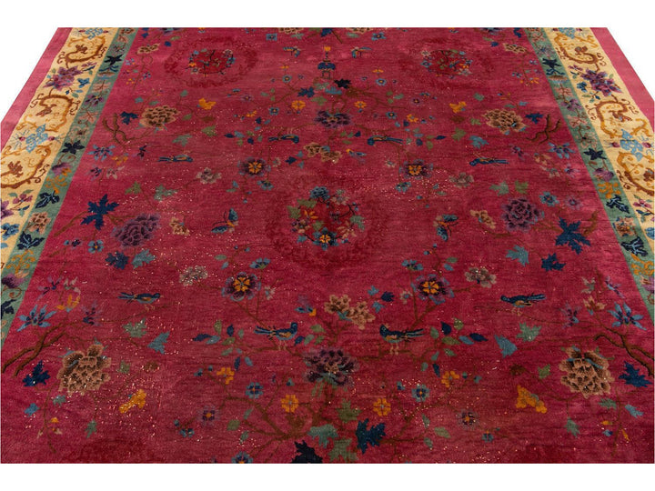 Antique Art Deco Chinese Wool Rug 9 X 12