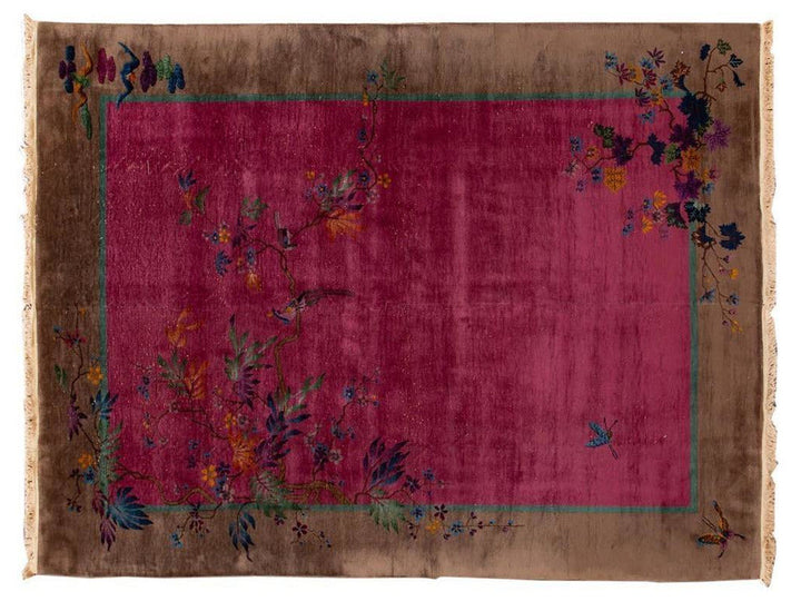 Antique Art Deco Chinese Wool Rug 9 X 12