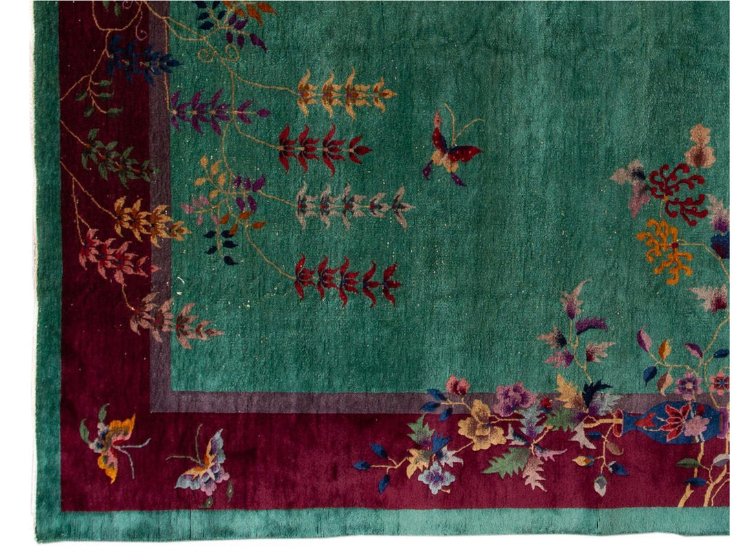Antique Art Deco Chinese Wool Rug 9 X 12
