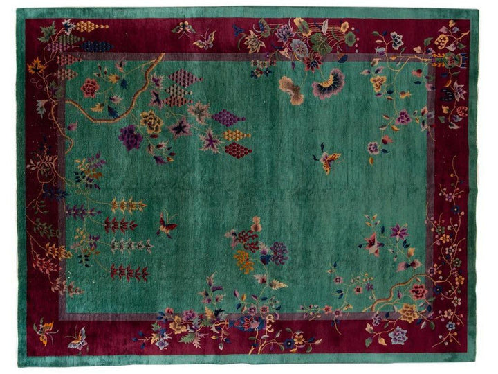 Antique Art Deco Chinese Wool Rug 9 X 12