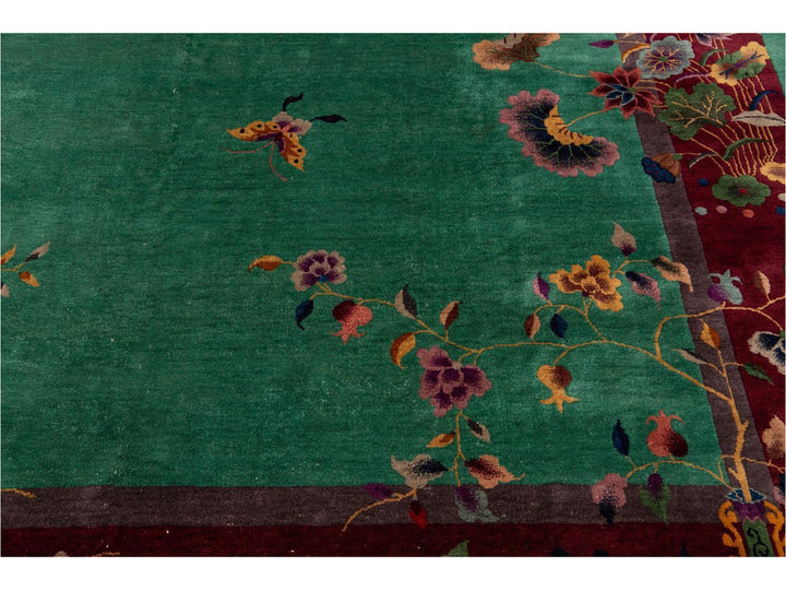 Antique Art Deco Chinese Wool Rug 9 X 12