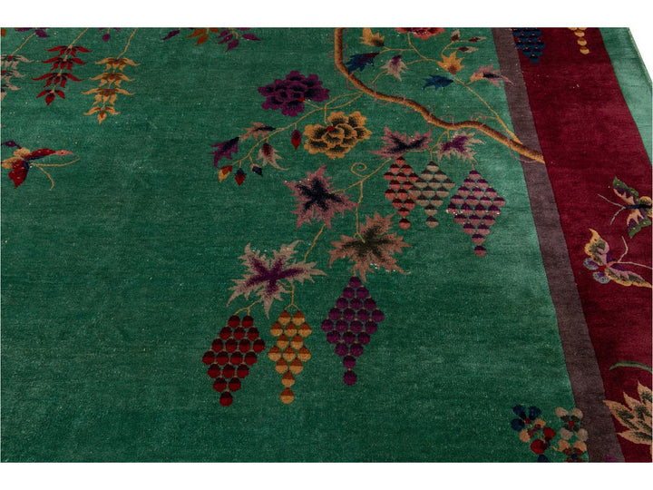 Antique Art Deco Chinese Wool Rug 9 X 12