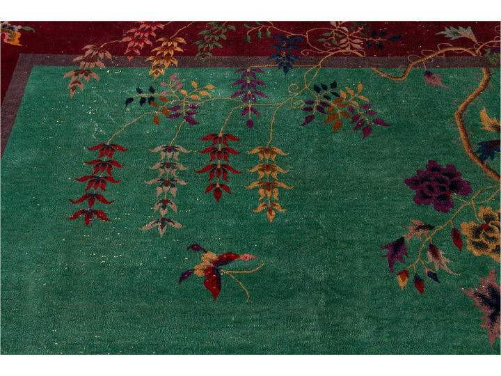 Antique Art Deco Chinese Wool Rug 9 X 12