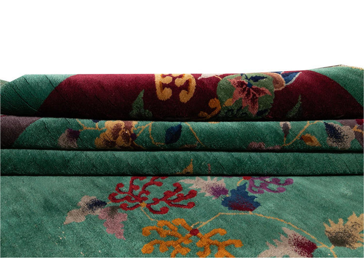Antique Art Deco Chinese Wool Rug 9 X 12