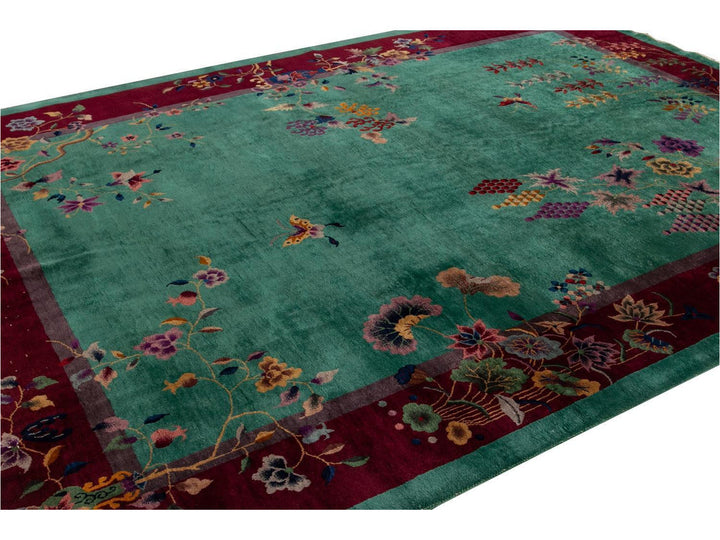Antique Art Deco Chinese Wool Rug 9 X 12