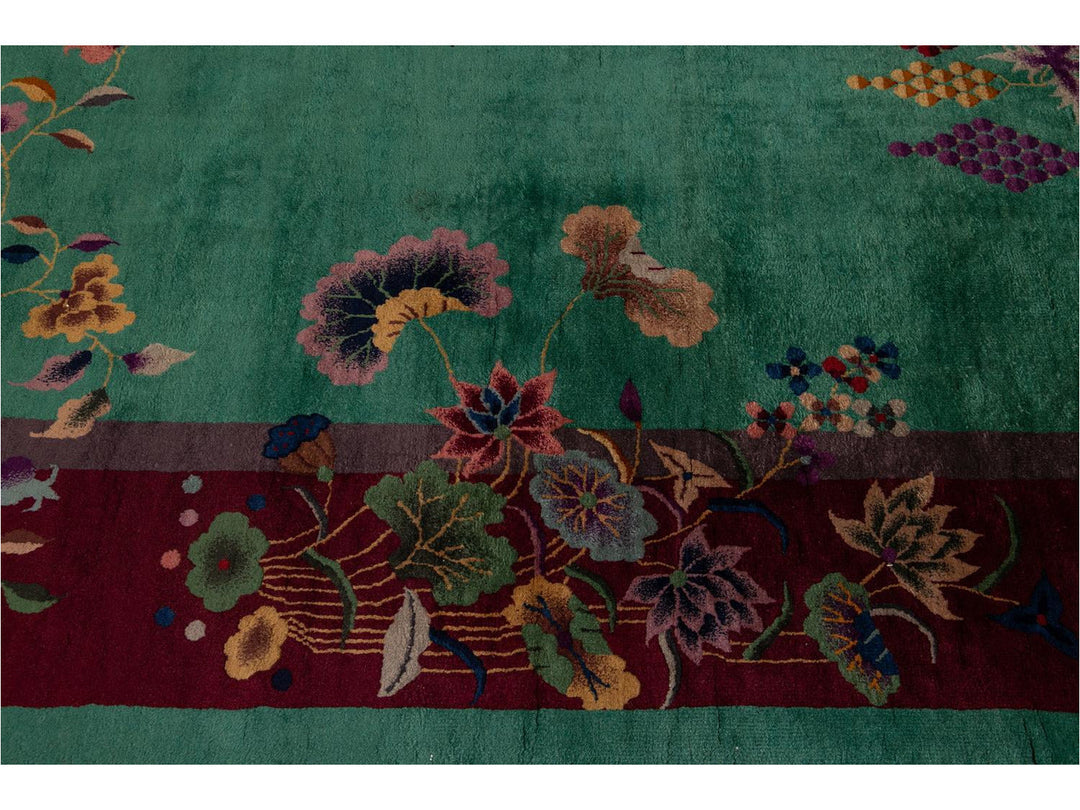 Antique Art Deco Chinese Wool Rug 9 X 12