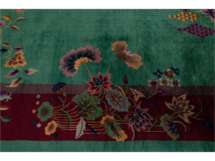 Antique Art Deco Chinese Wool Rug 9 X 12