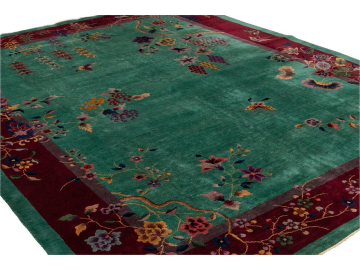 Antique Art Deco Chinese Wool Rug 9 X 12