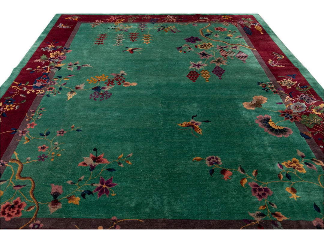 Antique Art Deco Chinese Wool Rug 9 X 12