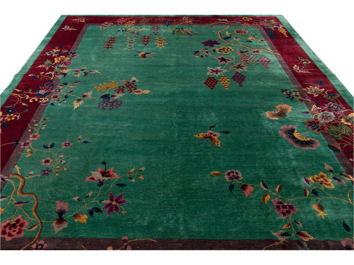 Antique Art Deco Chinese Wool Rug 9 X 12