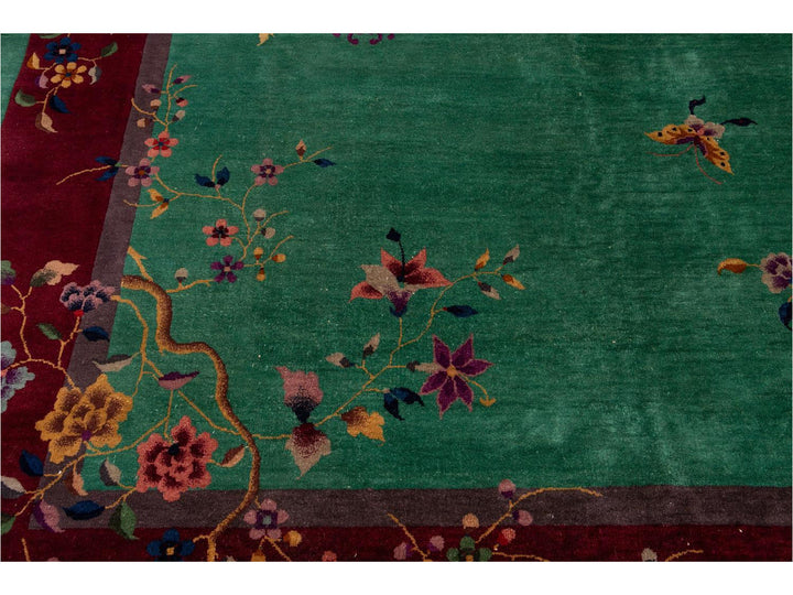 Antique Art Deco Chinese Wool Rug 9 X 12