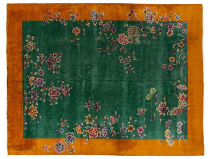 Antique Art Deco Chinese Wool Rug 9 X 11