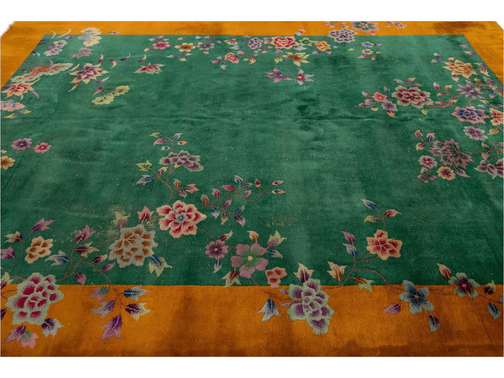 Antique Art Deco Chinese Wool Rug 9 X 11