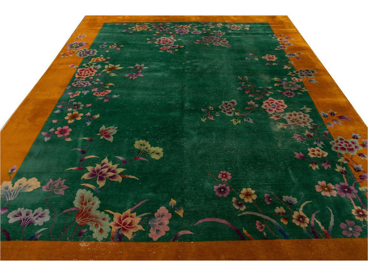 Antique Art Deco Chinese Wool Rug 9 X 11