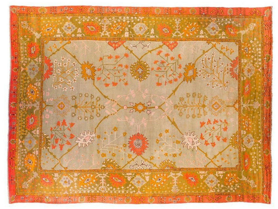 Antique Turkish Oushak Wool Rug 14 X 18