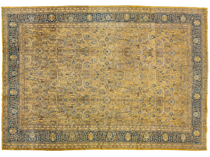 Antique Tabriz Wool Rug 12 X 17