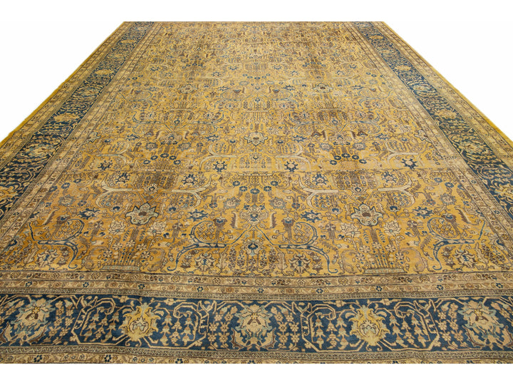 Antique Tabriz Wool Rug 12 X 17