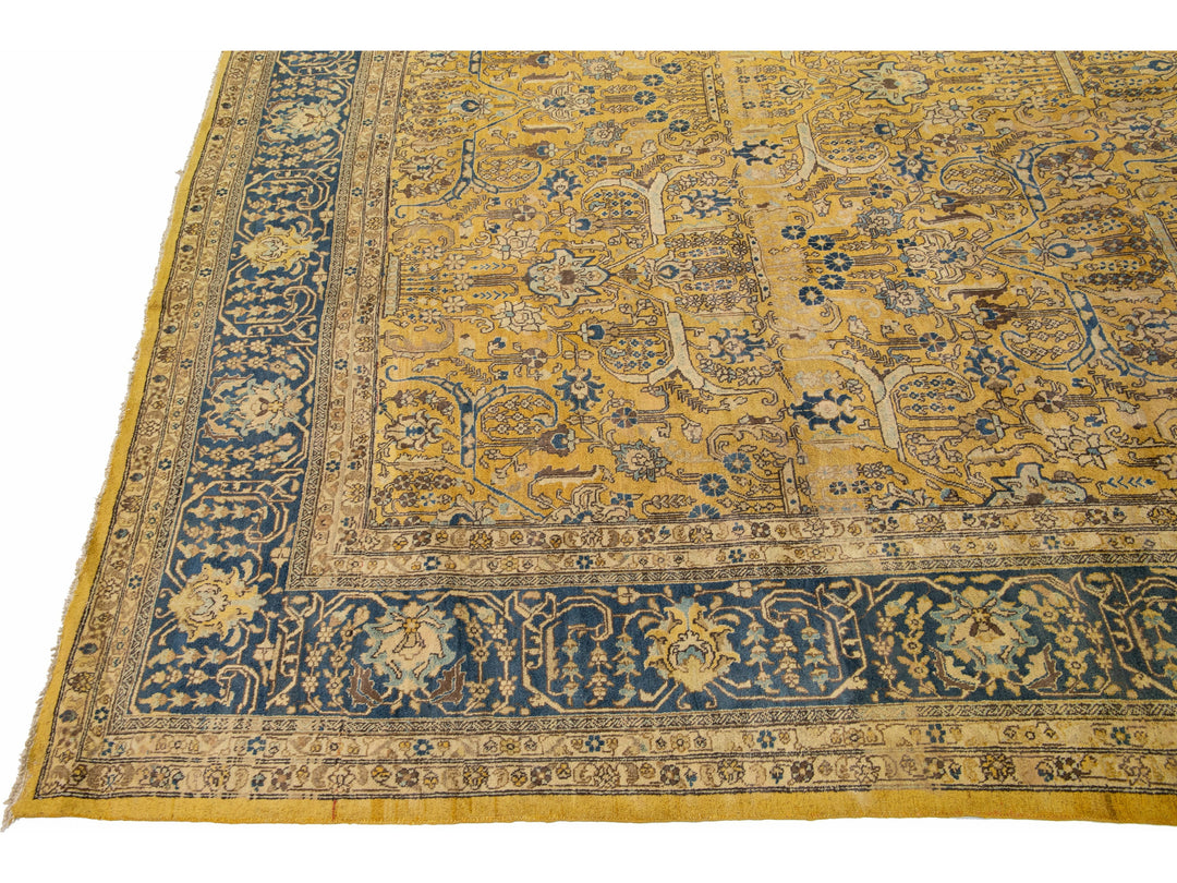 Antique Tabriz Wool Rug 12 X 17
