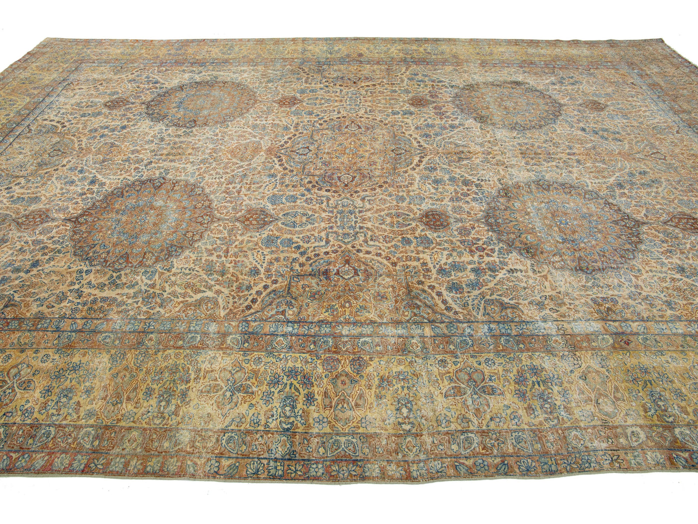 Antique Kerman Wool Rug  10 X 15